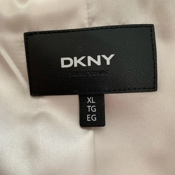 NWT DKNY Cream Faux Fur Peacoat Zipped Pockets Back Logo XL - Picture 7 of 15